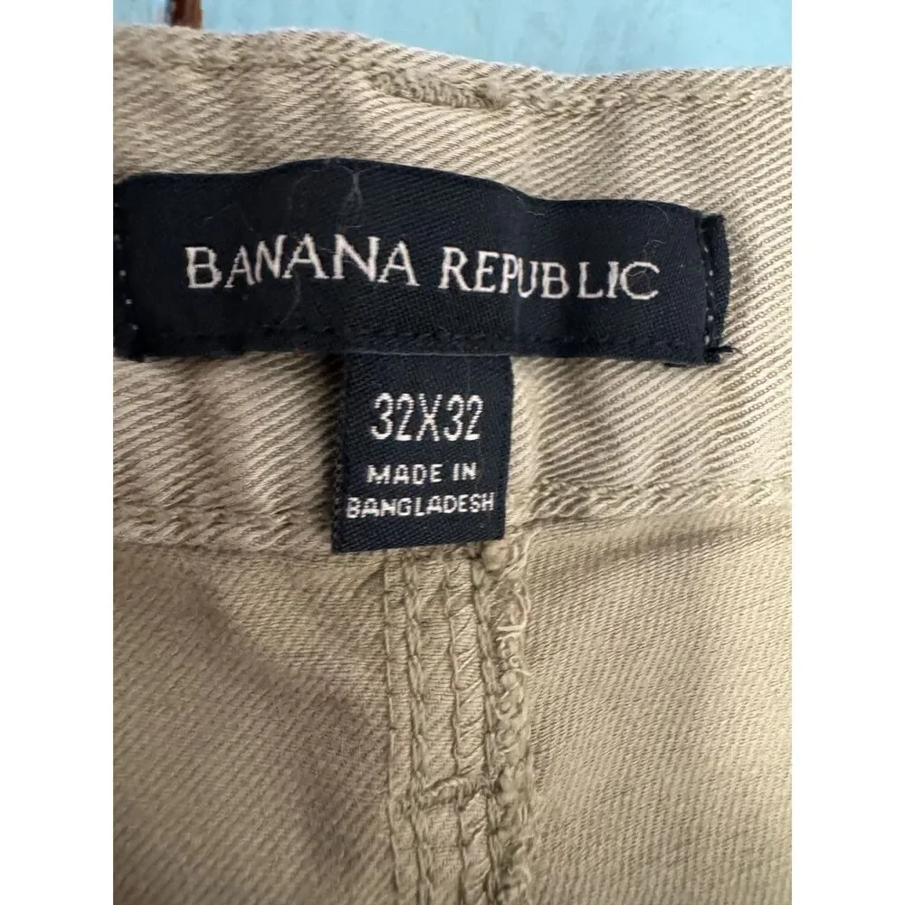 NWT Banana Republic Slim Fit Khaki Pants Men's 32x32 Beige Stretch Casual Chinos